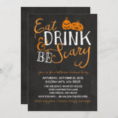 Invitation Halloween Bash, soirée costumée, fête des adultes (Devant / Derrière)