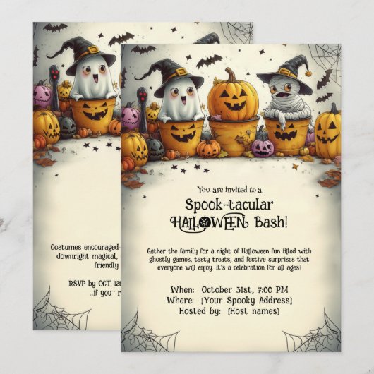 Invitation HALLOWEEN Bash tactile ! (Devant / Derrière)