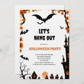 Invitation Halloween Bat let's hang out Halloween party (Devant / Derrière)