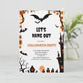 Invitation Halloween Bat let's hang out Halloween party (Debout devant)