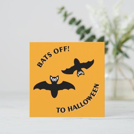 Invitation Halloween Bats Orange (Debout devant)