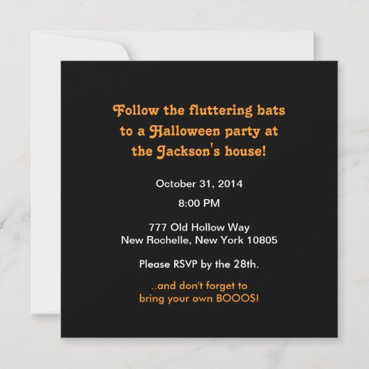 Invitation Halloween Bats Orange (Dos)
