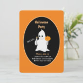 Invitation Halloween bébé fantôme et citrouille mi (Debout devant)