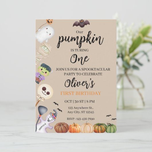 Invitation  Halloween Birthday (Debout devant)