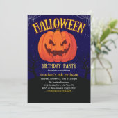 Invitation Halloween Birthday Kids Party Spooky Pumpkin (Debout devant)