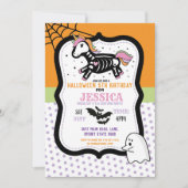 Invitation Halloween Birthday Kids Unicorn Skeleton Bats (Devant)
