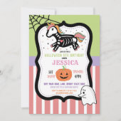 Invitation Halloween Birthday Kids Unicorn Skeleton Fun (Devant)