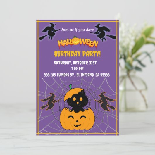 Invitation Halloween Bithday party (Debout devant)