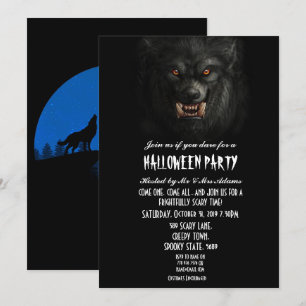 Invitation Halloween Black Éffrayant Werewolf Parti gothique