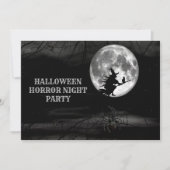 Invitation Halloween Black Night Flying Witch Pleine lune (Devant)