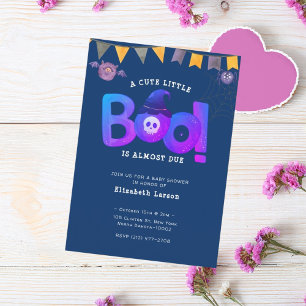 Invitation Halloween Bleu à thème Baby shower mignonne fête