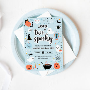 Invitation Halloween bleu et orange 2e anniversaire Invitatio