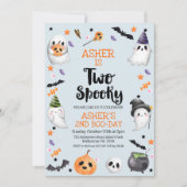 Invitation Halloween bleu garçon Deux Éffrayants 2e anniversa (Devant)