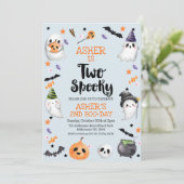 Invitation Halloween bleu garçon Deux Éffrayants 2e anniversa (Debout devant)