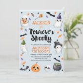 Invitation Halloween bleu quatre Éffrayant 4ème anniversaire (Debout devant)