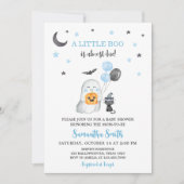 Invitation Halloween Bleu Un Petit Baby shower Boo (Devant)