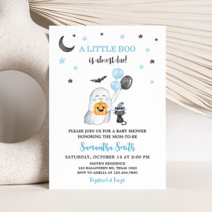 Invitation Halloween Bleu Un Petit Baby shower Boo