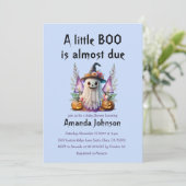 Invitation Halloween Blue Little Boo Ghost Boy Baby shower (Debout devant)