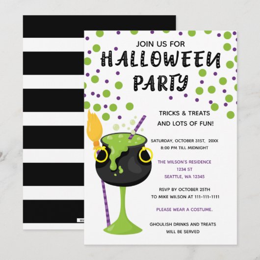 Invitation Halloween Boissons et friandises Halloween (Devant / Derrière)