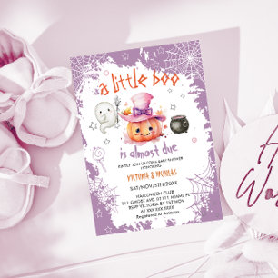 Invitation Halloween Boo Baby shower fille