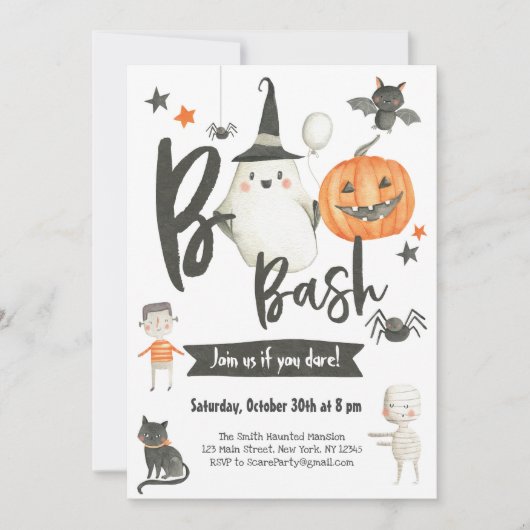 Invitation Halloween Boo Bash - Soirée Costume - É (Devant)