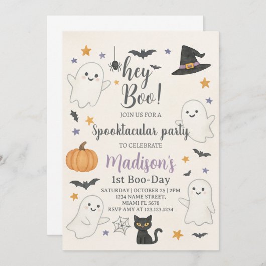 Invitation Halloween Boo Bash Spooktacular Party (Devant / Derrière)