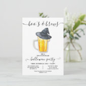 Invitation Halloween boo's et brasse sorcière casquette bière (Debout devant)