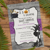 Invitation Halloween Boy prépare une Baby Shower Sorcière