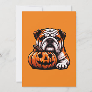 Invitation Halloween Bulldog anglais - Jack-o'-lantern Automn