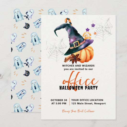 Invitation Halloween Bureau Partie Entreprise Citrouille (Devant / Derrière)