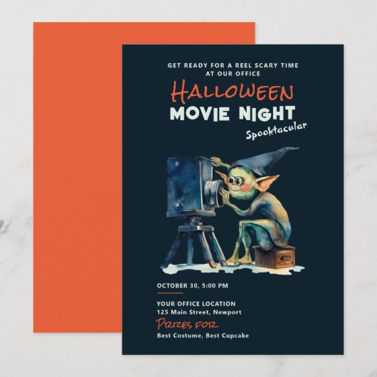 Invitation Halloween Bureau Party Business Movie Gremlin Dark (Devant / Derrière)
