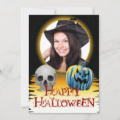 Invitation Halloween Cadre photo Crâne et Jack o' Lantern (Devant)