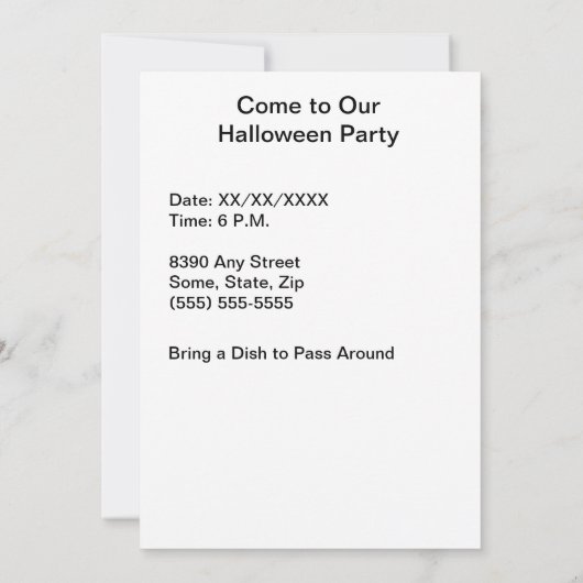 Invitation Halloween Cadre photo Crâne et Jack o' Lantern (Dos)