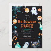 Invitation Halloween Candy Frame Black Cat House (Devant)
