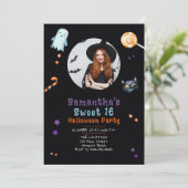 Invitation Halloween Candy Ghost Black Cat Sweet 16 Photo (Debout devant)