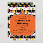 Invitation Halloween Candy & Sweets Citrouille Party Invitati (Devant / Derrière)