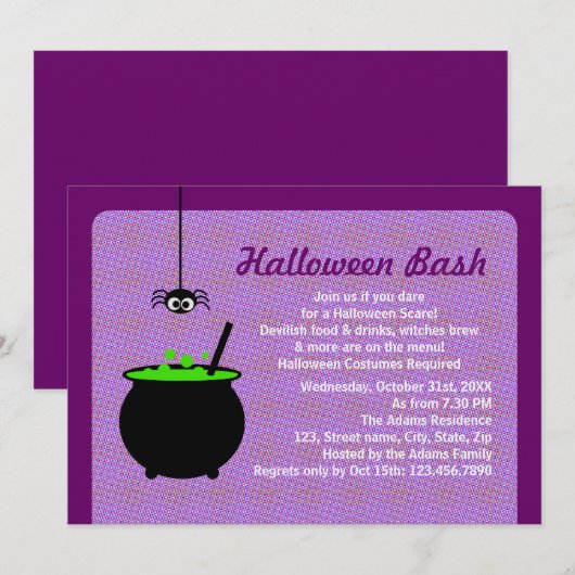 Invitation Halloween Cauldron (Devant / Derrière)