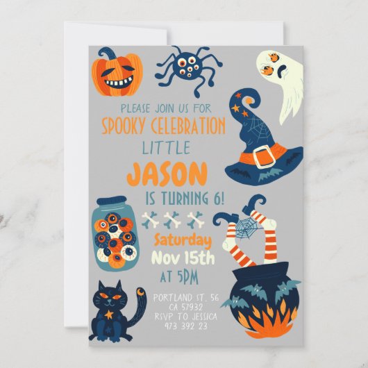 Invitation Halloween Cauldron Witch Anniversaire de enfant Pa (Devant)