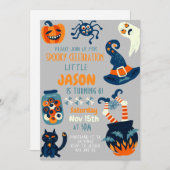 Invitation Halloween Cauldron Witch Anniversaire de enfant Pa (Devant / Derrière)