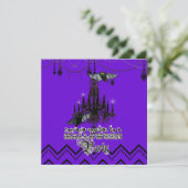 Invitation Halloween Chandelier d'automne Bat Chevron Zig Zag (Debout devant)