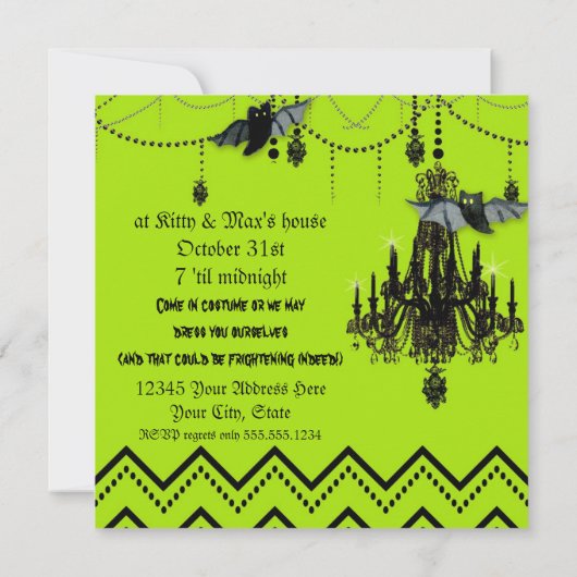 Invitation Halloween Chandelier d'automne Bat Chevron Zig Zag (Dos)