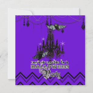 Invitation Halloween Chandelier d'automne Bat Chevron Zig Zag