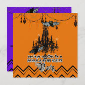Invitation Halloween Chandelier d'automne Bat Chevron Zig Zag (Devant / Derrière)