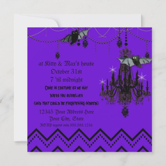 Invitation Halloween Chandelier d'automne Bat Chevron Zig Zag (Dos)