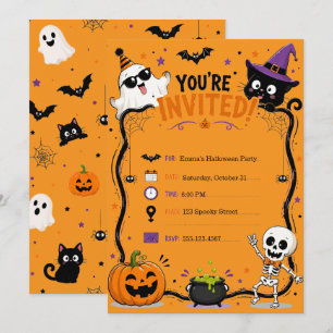 Invitation Halloween Chat Drôle Fantôme Personnalisé