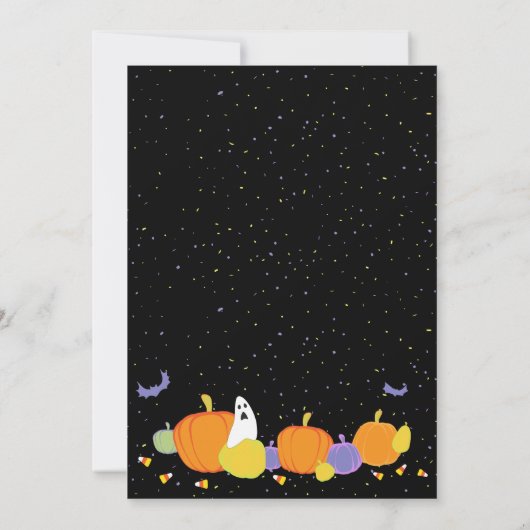 Invitation Halloween Chat Mignon en Chapeau de Sor (Dos)