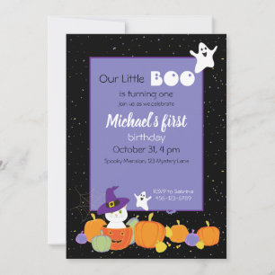 Invitation Halloween Chat Mignon en Chapeau de Sor