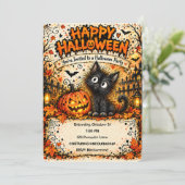 🎃🐈⬛ Invitation Halloween Chat Noir 👻✨ (Debout devant)