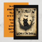 Invitation Halloween Chat Noir (Devant / Derrière)