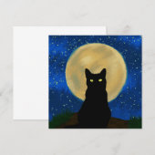 Invitation Halloween Chat noir Silhouette Lune (Devant / Derrière)